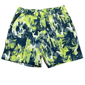 The North Face Mens Class V Shorts Medium Lime Green Navy Tropical Mesh Lined